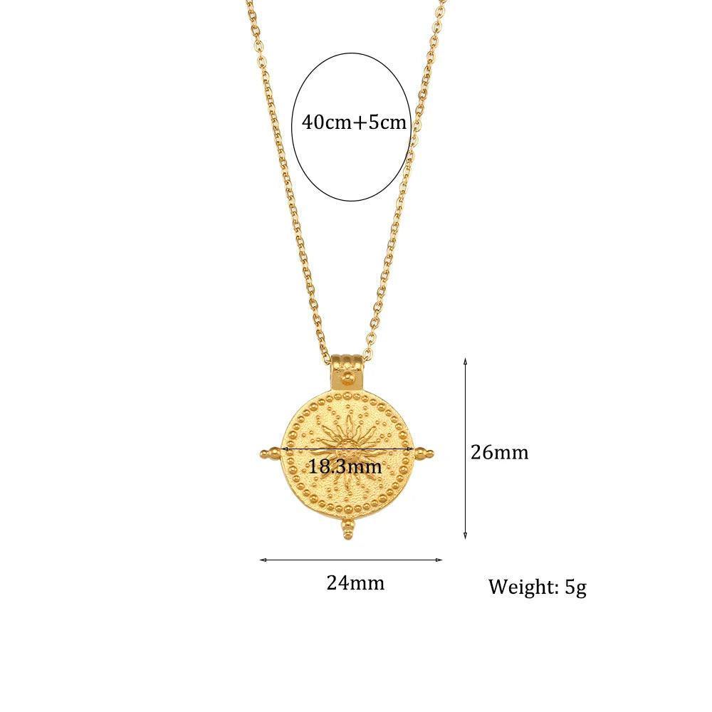 Sun Compass Stainless Steel Tarnish Free Pendant Necklace - Tarot Treasures