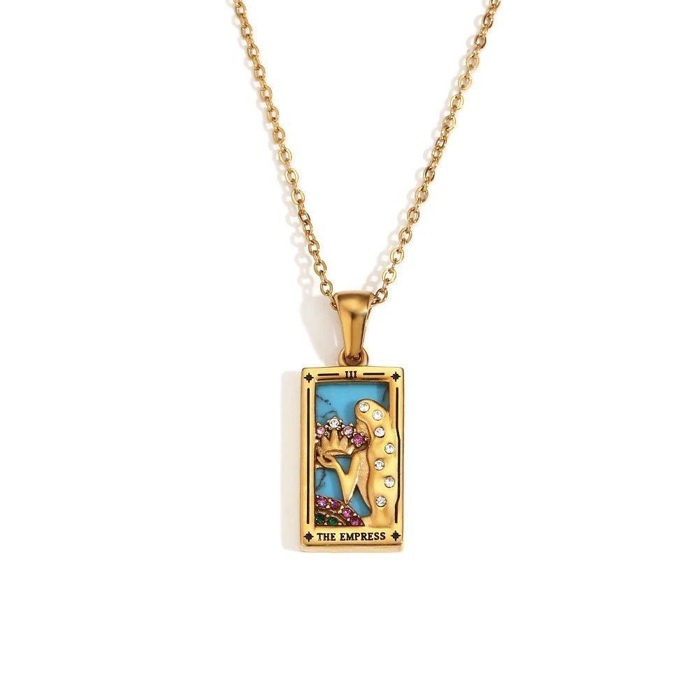 The Empress - 18K Gold Plated Tarot Card Pendant Necklace - Tarot Treasures