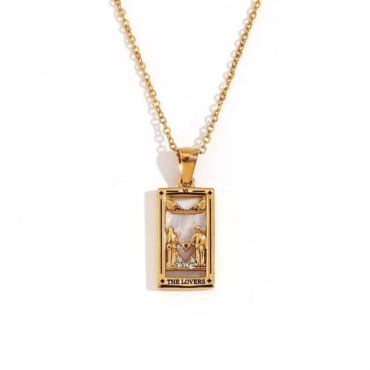 The Lovers - 18K Gold Plated Tarot Card Pendant Necklace - Tarot Treasures