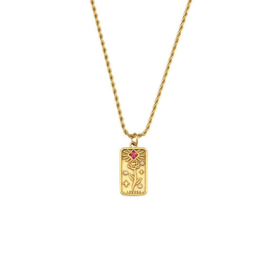 The Lovers - 18K Gold Plated Tarot Card Pendant Necklace - Tarot Treasures