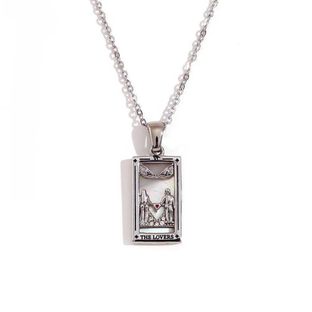 The Lovers - Silver Tarot Card Pendant Necklace - Tarot Treasures