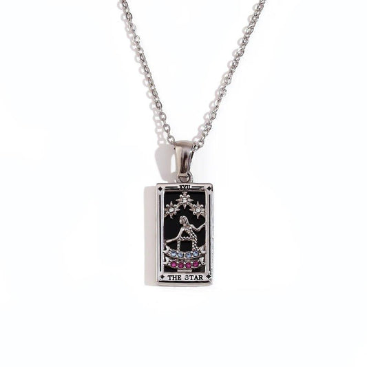 The Star - Silver Tarot Card Pendant Necklace - Tarot Treasures