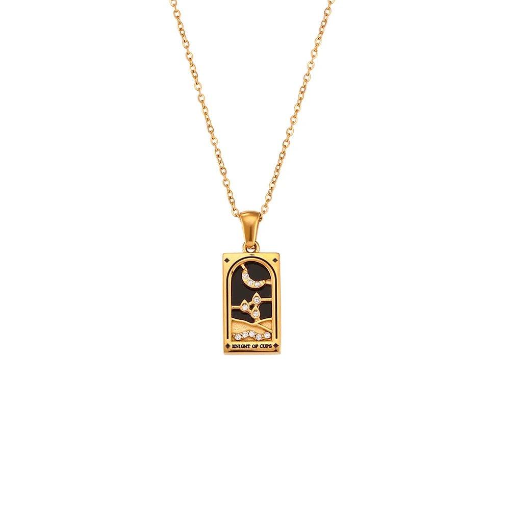 The Knight of Cups - Gold Tarot Card Pendant Necklace - Tarot Treasures