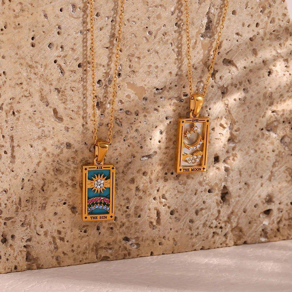 The Magician - Gold Tarot Card Pendant Necklace - Tarot Treasures