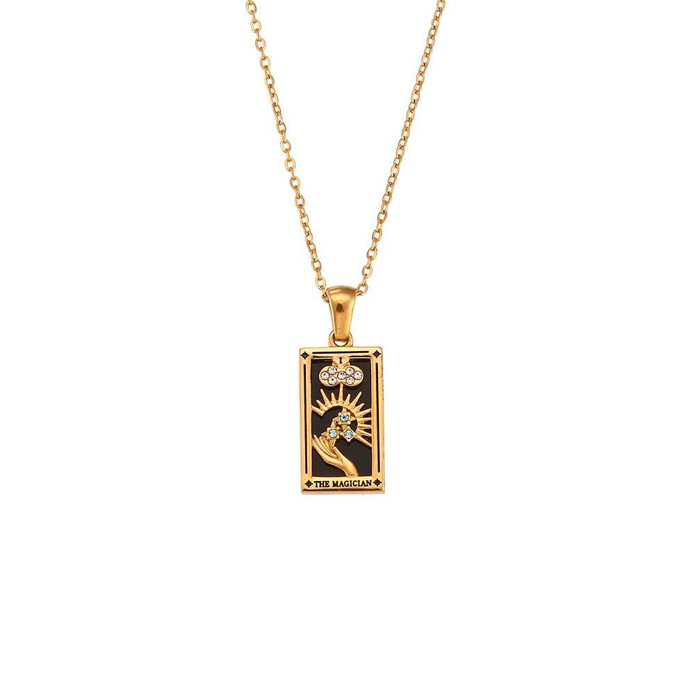 The Magician - Gold Tarot Card Pendant Necklace - Tarot Treasures