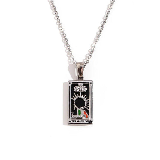 The Magician Tarot Card Necklace | Silver Pendant with Zirconia - Tarot Treasures