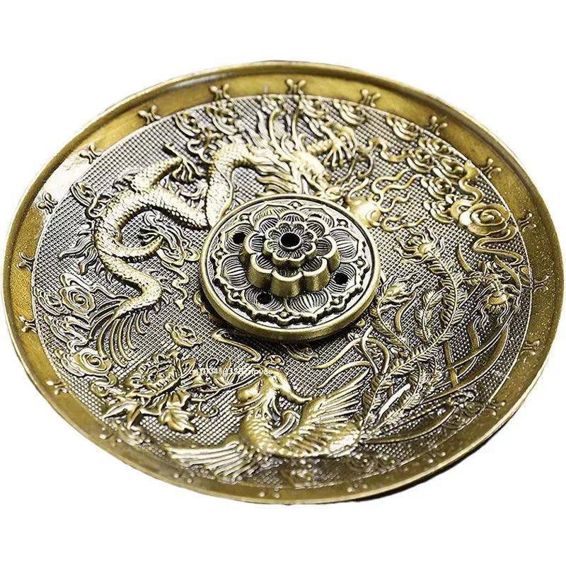 Dragon and Phoenix Bronze Incense Holder and Burner - Tarot Treasures