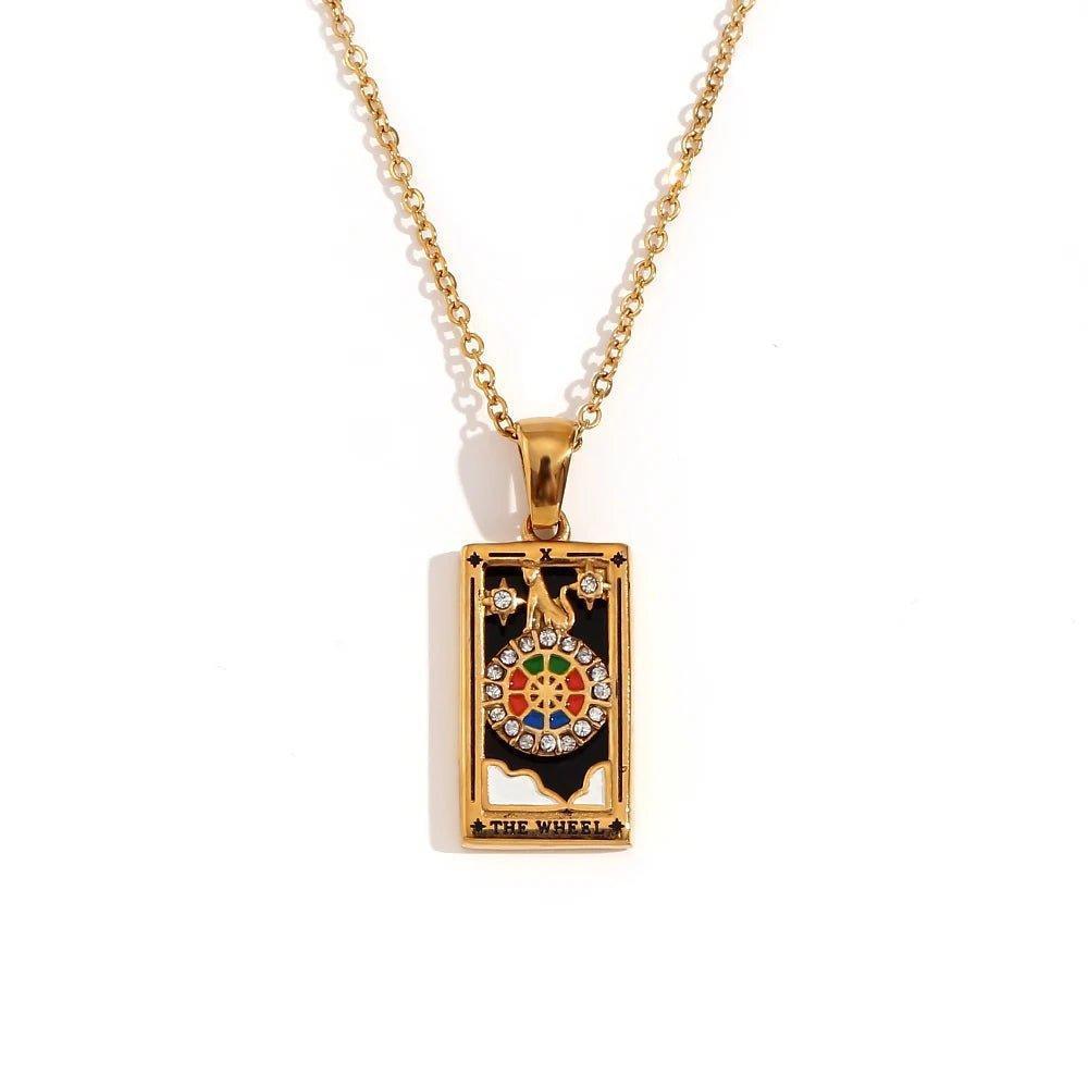 18k Gold Plated Tarot Card Stainless Steel Tarnish Free Pendant Necklaces - Tarot Treasures