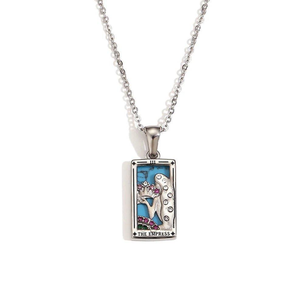18k Gold Plated Tarot Card Stainless Steel Tarnish Free Pendant Necklaces - Tarot Treasures