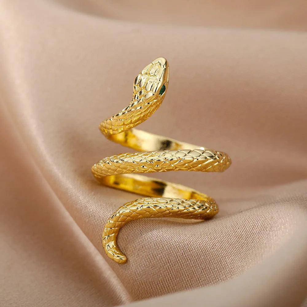 Snake Ring Stainless Steel Tarnish Free Collection - Tarot Treasures