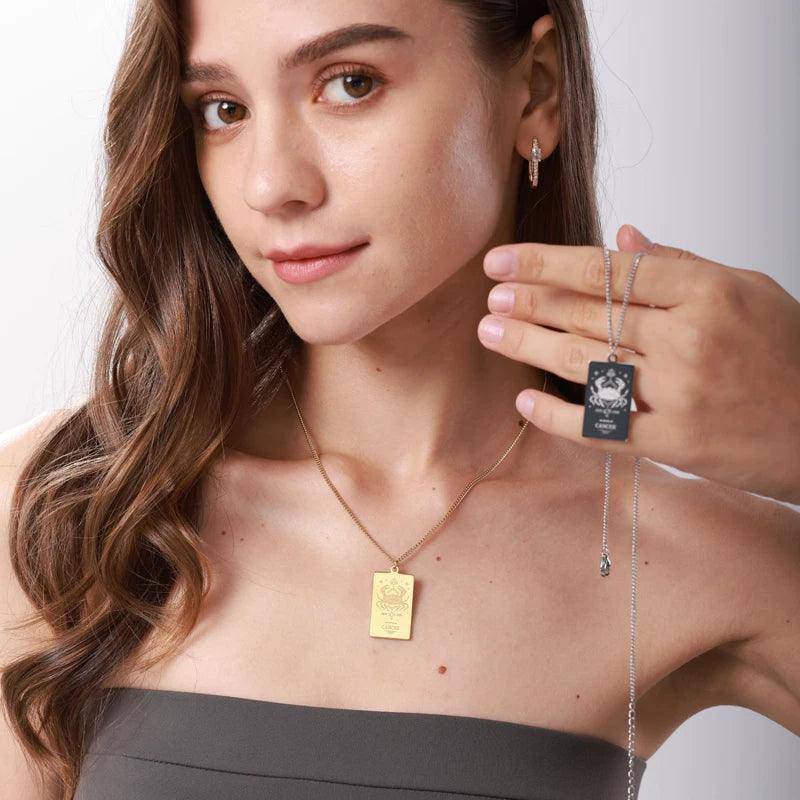 Zodiac Sign Stainless Steel Tarnish Free Pendant Necklace - Tarot Treasures
