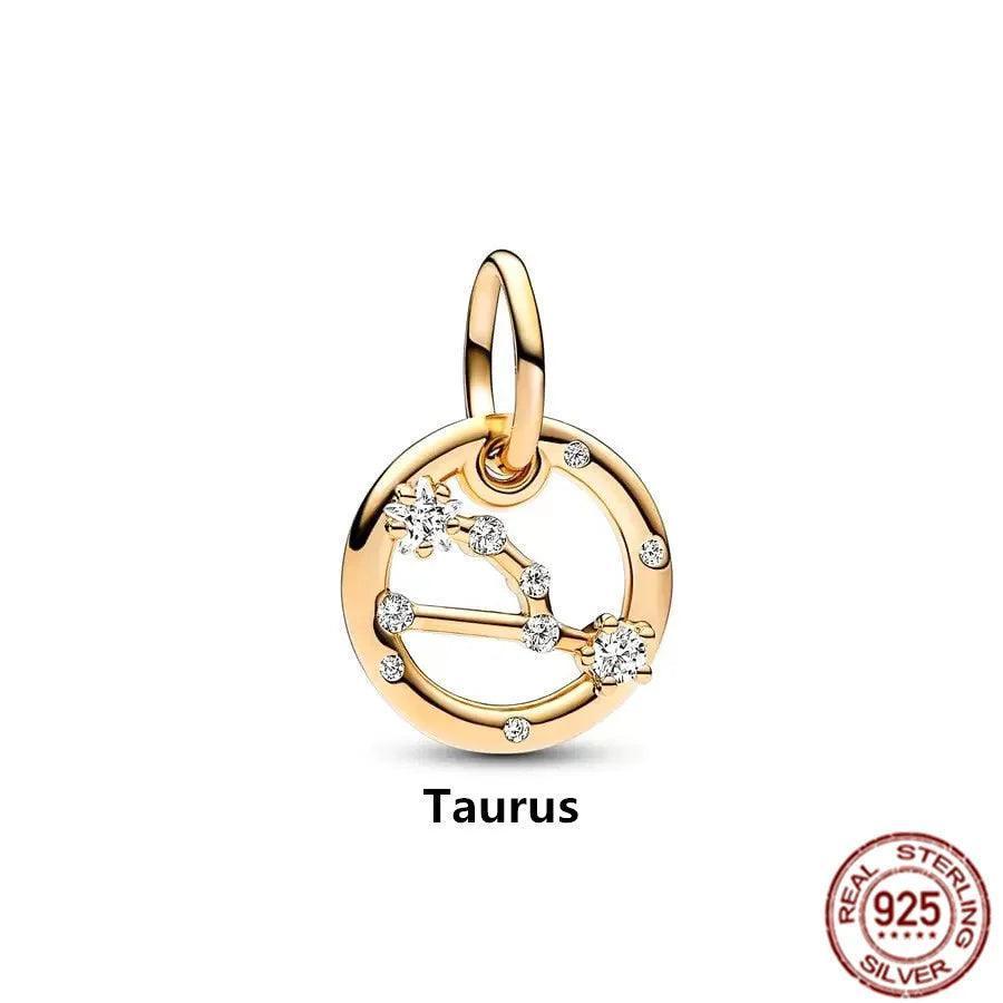 925 Sterling Silver Gold Plated Zodiac Sign Dangle Charm - Tarot Treasures