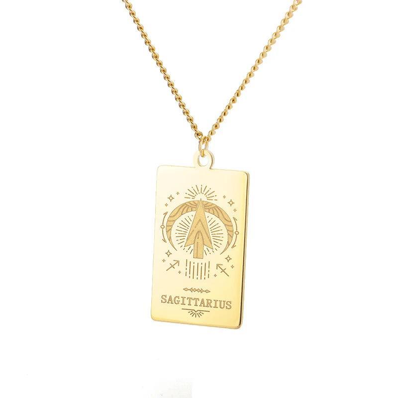 Zodiac Sign Stainless Steel Tarnish Free Pendant Necklace - Tarot Treasures