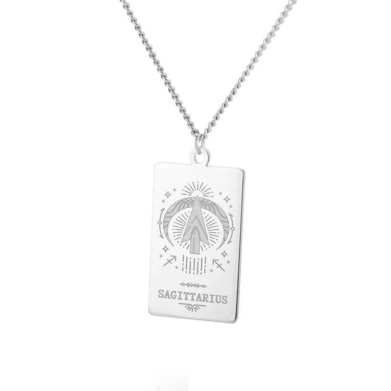 Zodiac Sign Stainless Steel Tarnish Free Pendant Necklace - Tarot Treasures