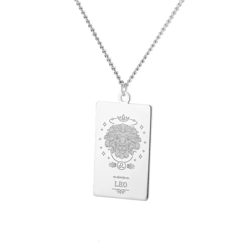 Zodiac Sign Stainless Steel Tarnish Free Pendant Necklace - Tarot Treasures