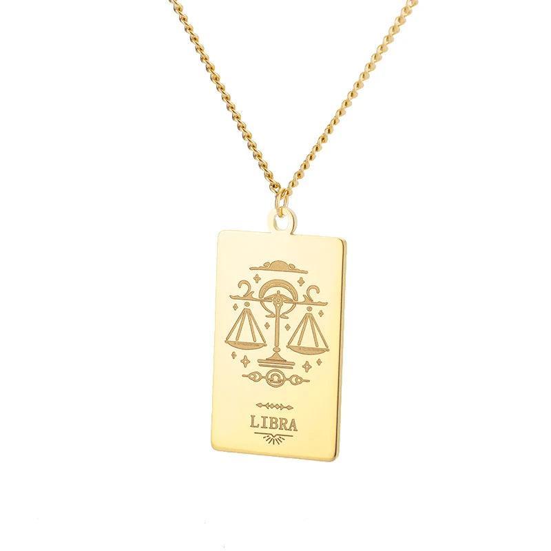 Zodiac Sign Stainless Steel Tarnish Free Pendant Necklace - Tarot Treasures