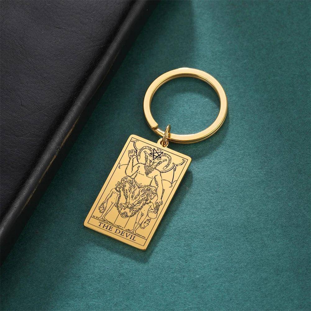 Classic Tarot Card Stainless Steel Tarnish Free Keychains - Tarot Treasures