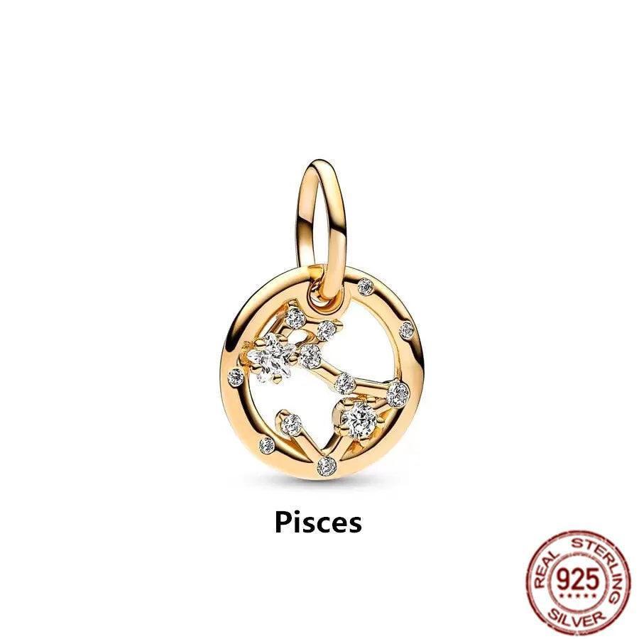 925 Sterling Silver Gold Plated Zodiac Sign Dangle Charm - Tarot Treasures