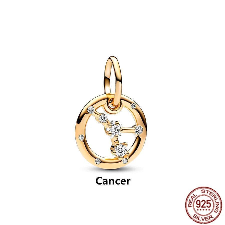 925 Sterling Silver Gold Plated Zodiac Sign Dangle Charm - Tarot Treasures