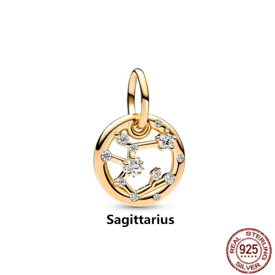 925 Sterling Silver Gold Plated Zodiac Sign Dangle Charm - Tarot Treasures