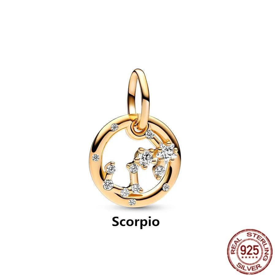 925 Sterling Silver Gold Plated Zodiac Sign Dangle Charm - Tarot Treasures