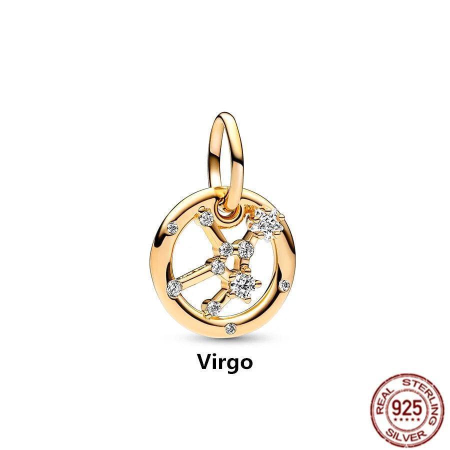 925 Sterling Silver Gold Plated Zodiac Sign Dangle Charm - Tarot Treasures