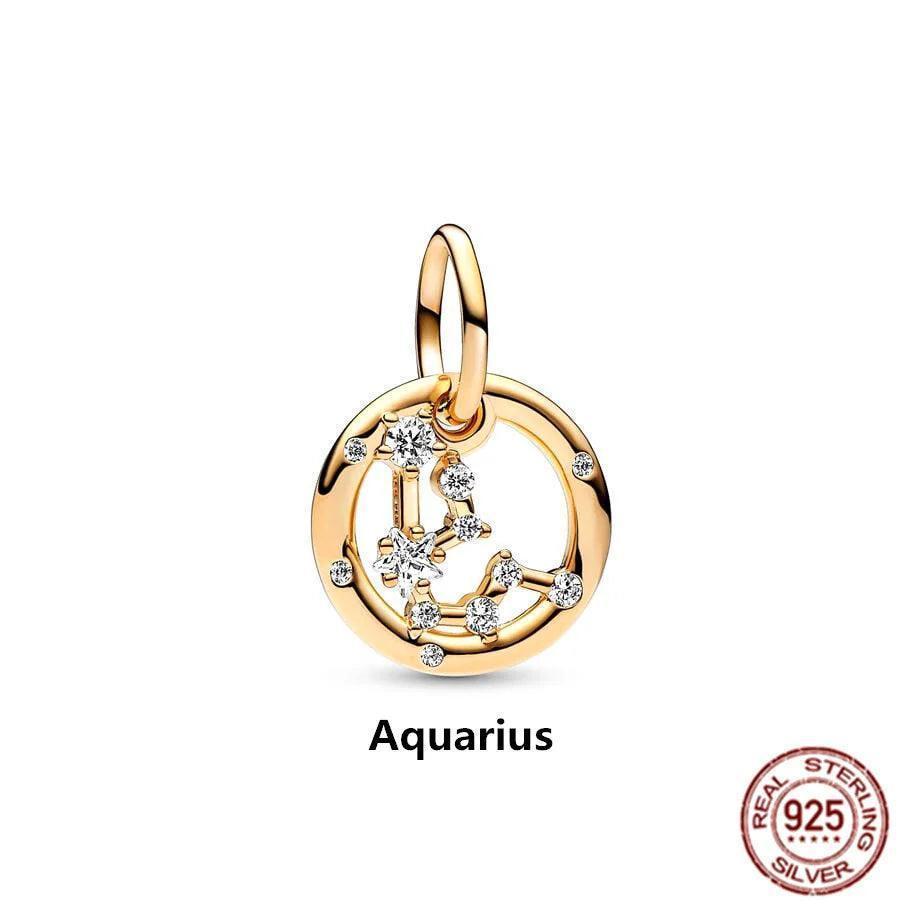 925 Sterling Silver Gold Plated Zodiac Sign Dangle Charm - Tarot Treasures