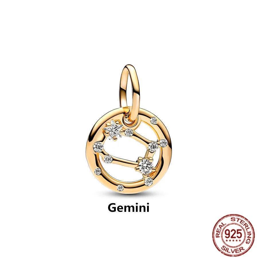 925 Sterling Silver Gold Plated Zodiac Sign Dangle Charm - Tarot Treasures