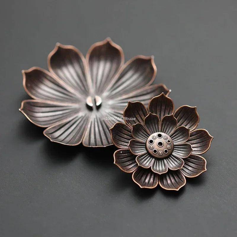 Alloy Lotus Flower Incense Holder and Burner - Tarot Treasures