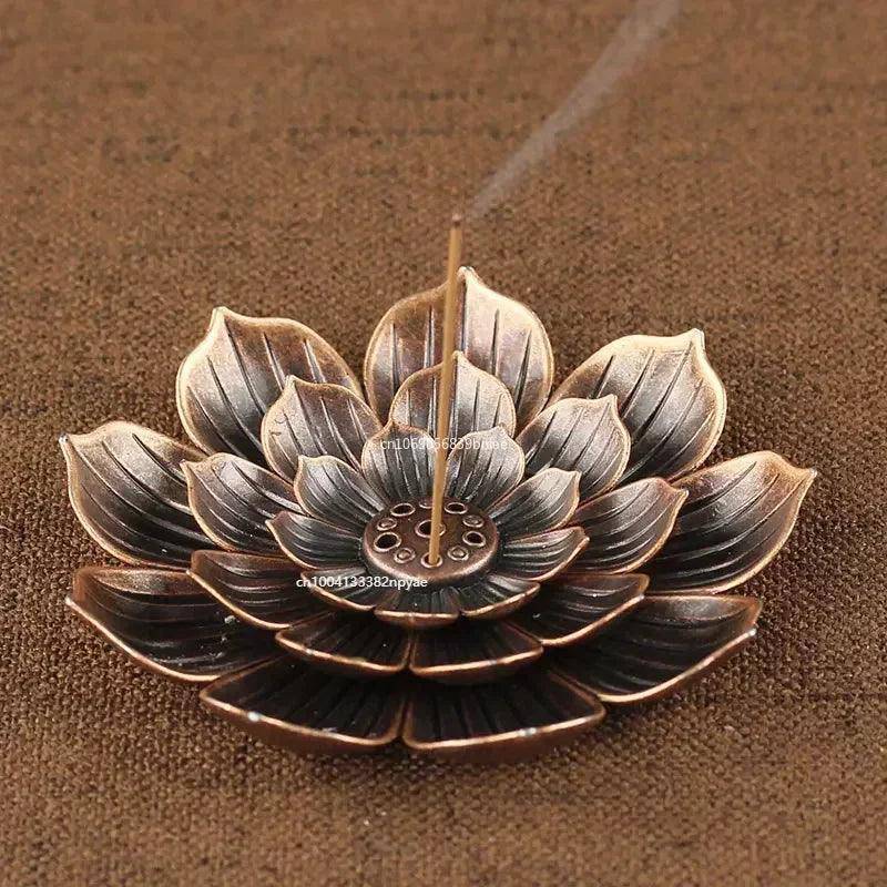 Alloy Lotus Flower Incense Holder and Burner - Tarot Treasures