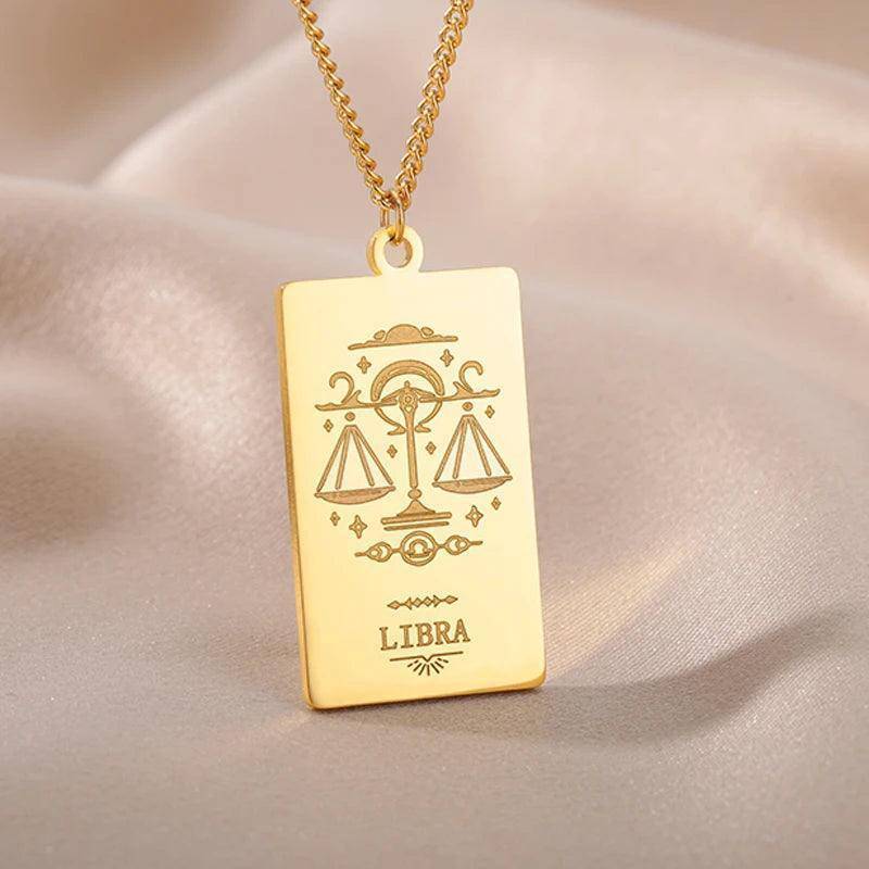 Zodiac Sign Stainless Steel Tarnish Free Pendant Necklace - Tarot Treasures