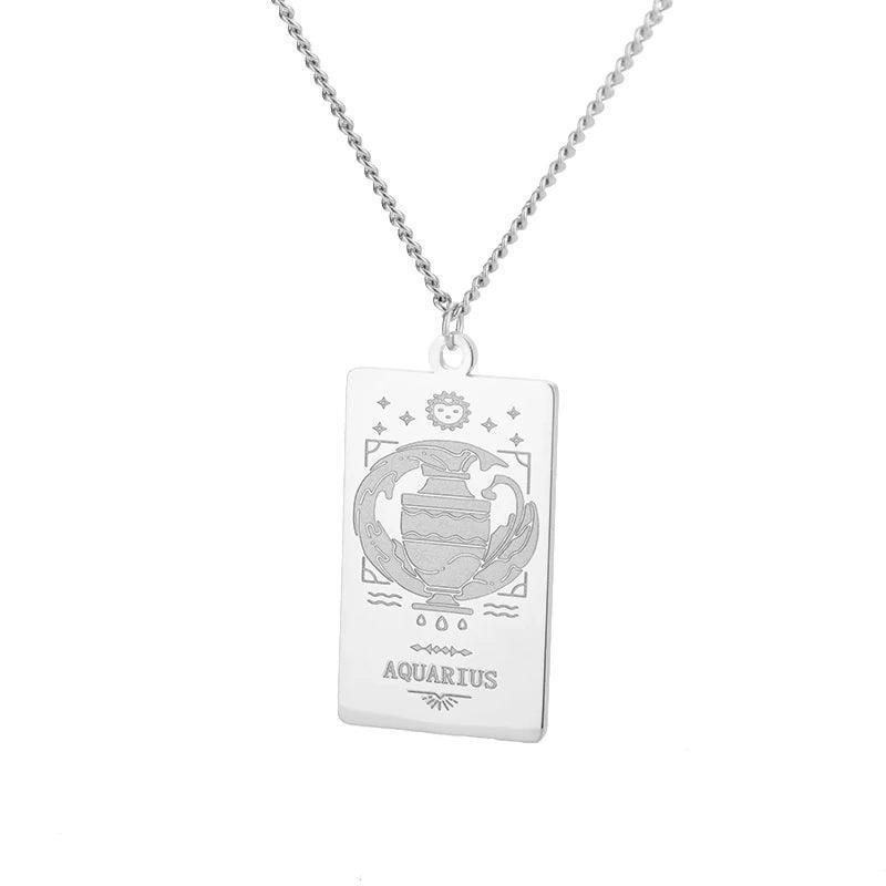 Zodiac Sign Stainless Steel Tarnish Free Pendant Necklace - Tarot Treasures