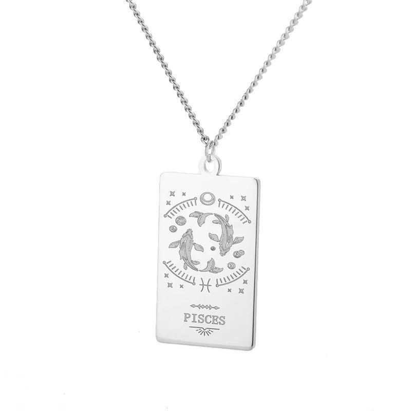 Zodiac Sign Stainless Steel Tarnish Free Pendant Necklace - Tarot Treasures