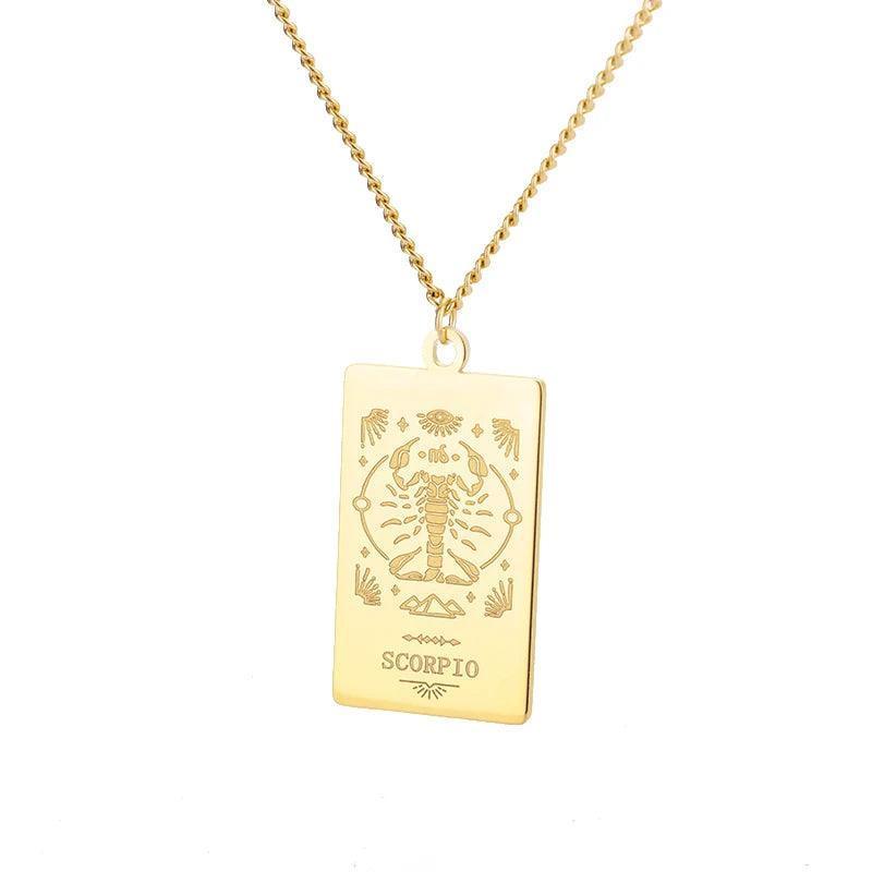 Zodiac Sign Stainless Steel Tarnish Free Pendant Necklace - Tarot Treasures