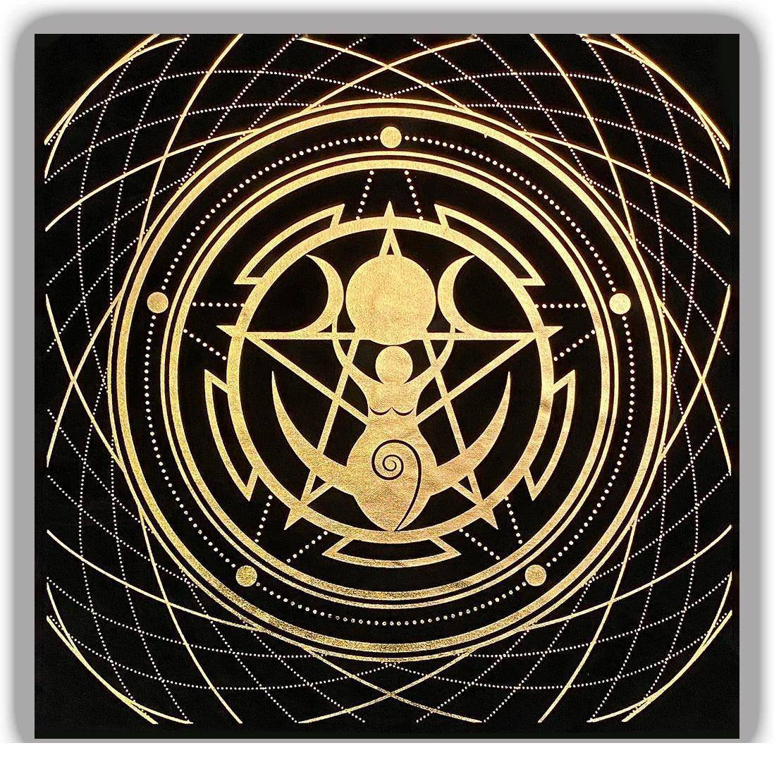 Mystic Black and Gold Tarot Table and Altar Cloth - Tarot Treasures