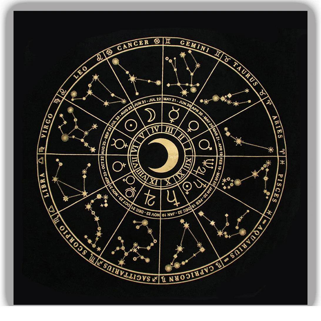 Mystic Black and Gold Tarot Table and Altar Cloth - Tarot Treasures