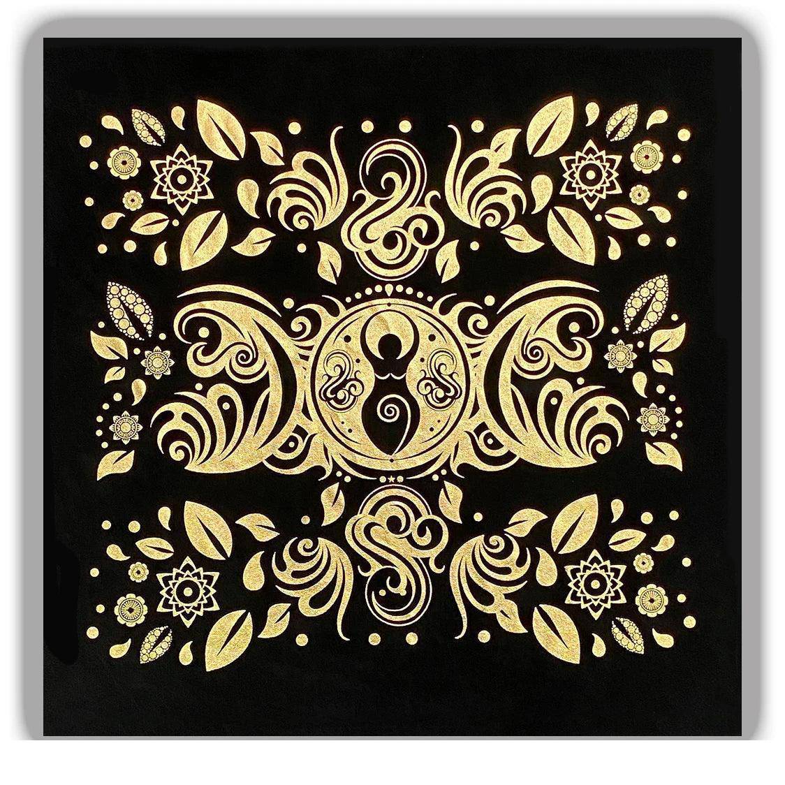 Mystic Black and Gold Tarot Table and Altar Cloth - Tarot Treasures