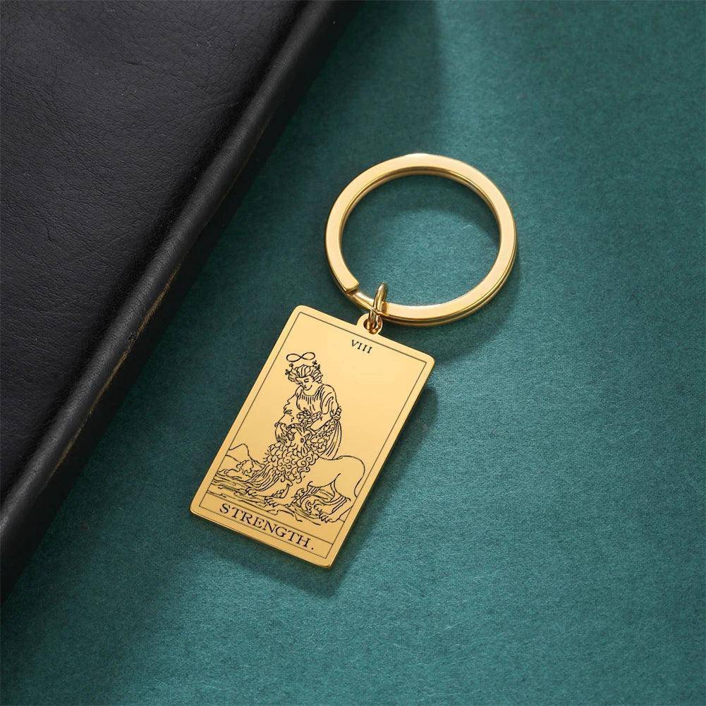 Classic Tarot Card Stainless Steel Tarnish Free Keychains - Tarot Treasures