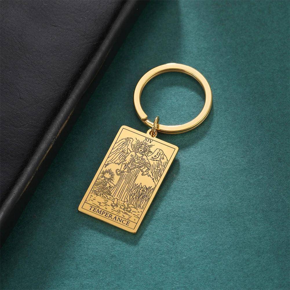 Classic Tarot Card Stainless Steel Tarnish Free Keychains - Tarot Treasures