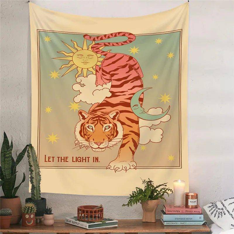 Enchanting Sun Moon Cat Tapestries One Size 75x58CM - Tarot Treasures