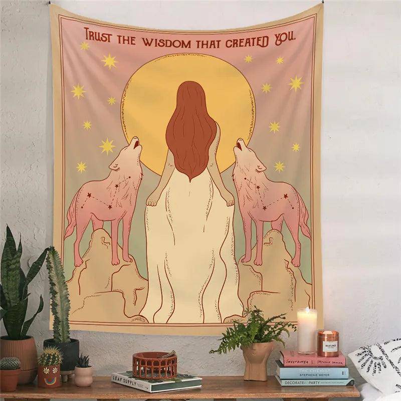 Enchanting Sun Moon Cat Tapestries One Size 75x58CM - Tarot Treasures