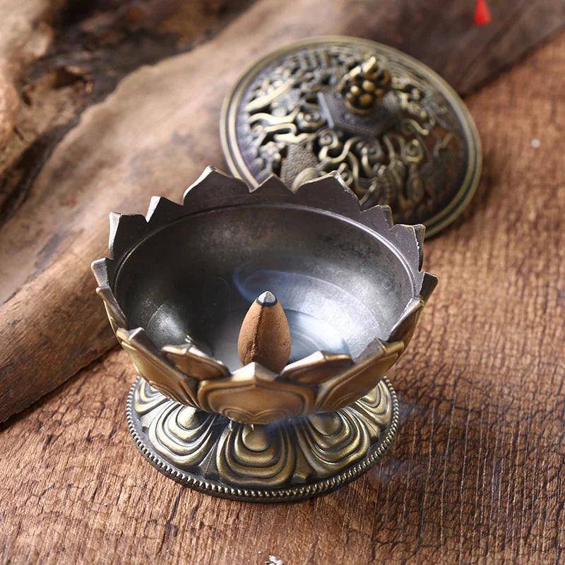 Exquisite Metal Flower Incense Holders and Burners - Tarot Treasures