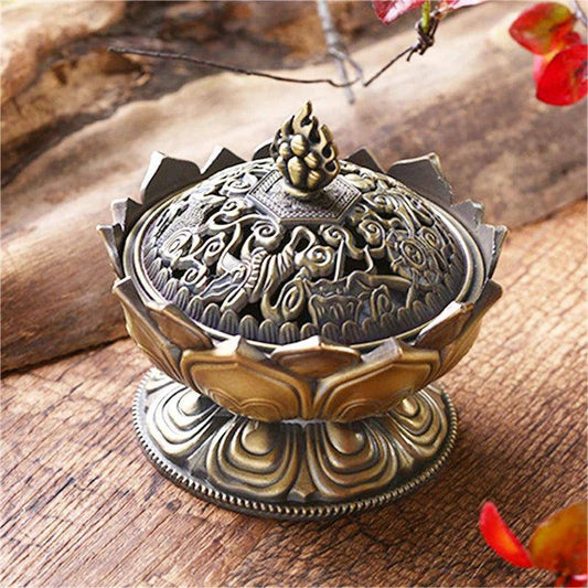 Exquisite Metal Flower Incense Holders and Burners - Tarot Treasures