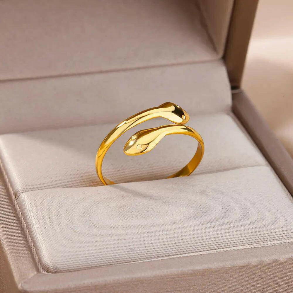 Snake Ring Stainless Steel Tarnish Free Collection - Tarot Treasures