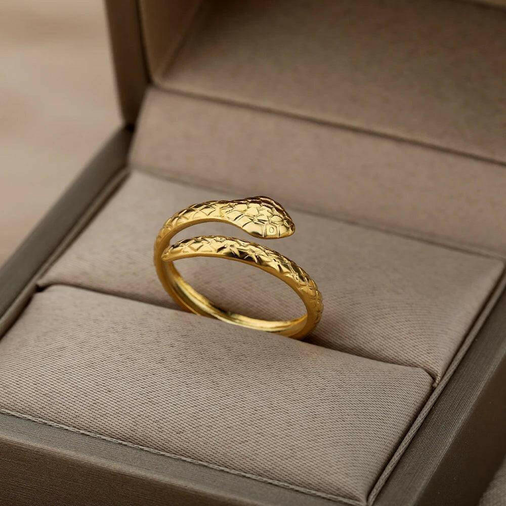 Snake Ring Stainless Steel Tarnish Free Collection - Tarot Treasures