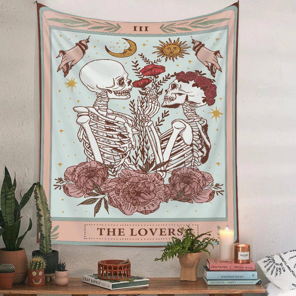 Skeleton Tarot Card Tapestries in Various Designs One Size 75x58CM - Tarot Treasures