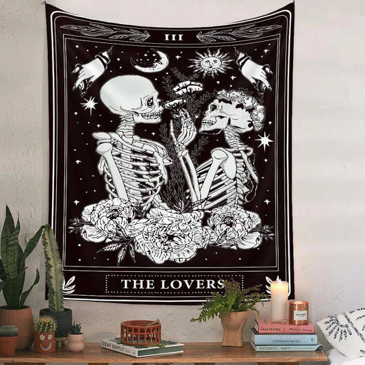 Skeleton Tarot Card Tapestries in Various Designs One Size 75x58CM - Tarot Treasures