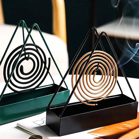 Sleek Iron Coil Incense Holder and Burner in Black or Green - Tarot Treasures