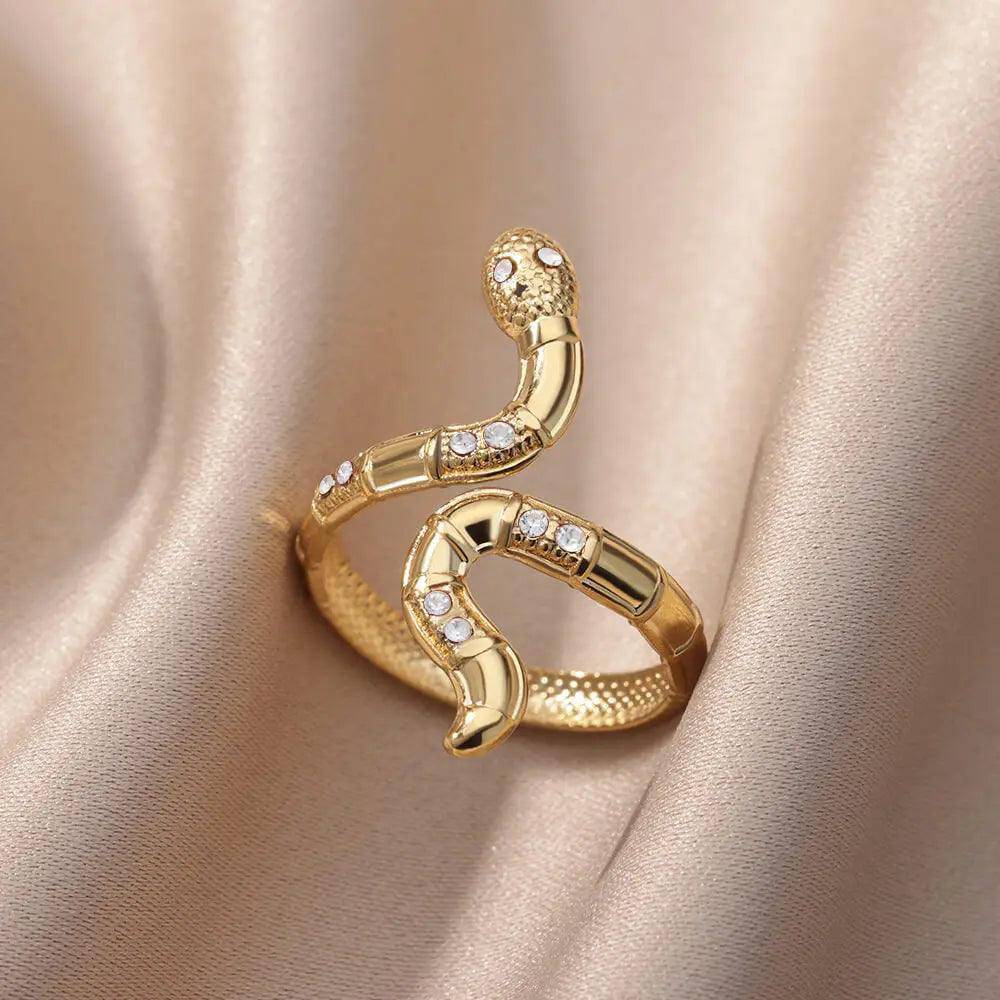 Snake Ring Stainless Steel Tarnish Free Collection - Tarot Treasures