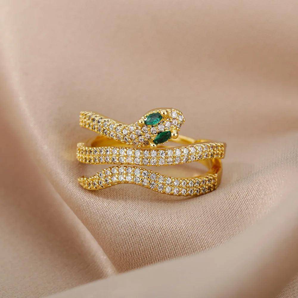 Snake Ring Stainless Steel Tarnish Free Collection - Tarot Treasures